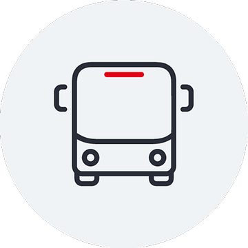 Grafik mit einer Frontalansicht eines Busses