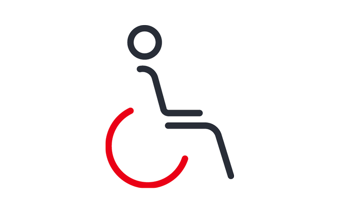 Stilisierte Grafik eines Rollstuhlfahrers